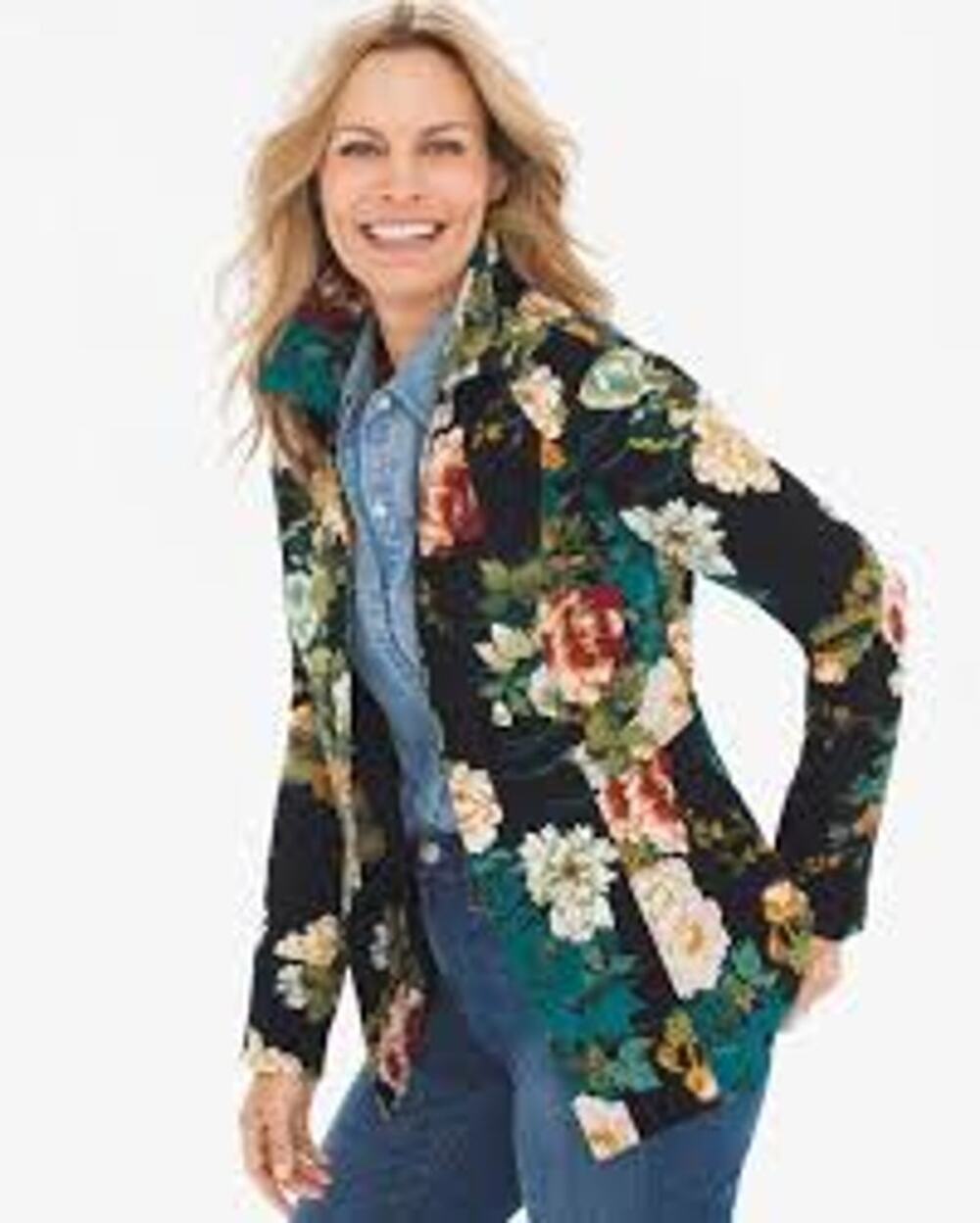 CHICO'S Floral Ponte Blazer Jacket // 4